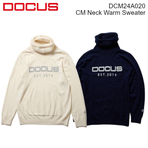 画像1: ゴルフウェア ドゥーカス ネック ウォーム セーター 2024 秋冬 ホワイト/ネイビー CM Neck Warm Sweater (1)